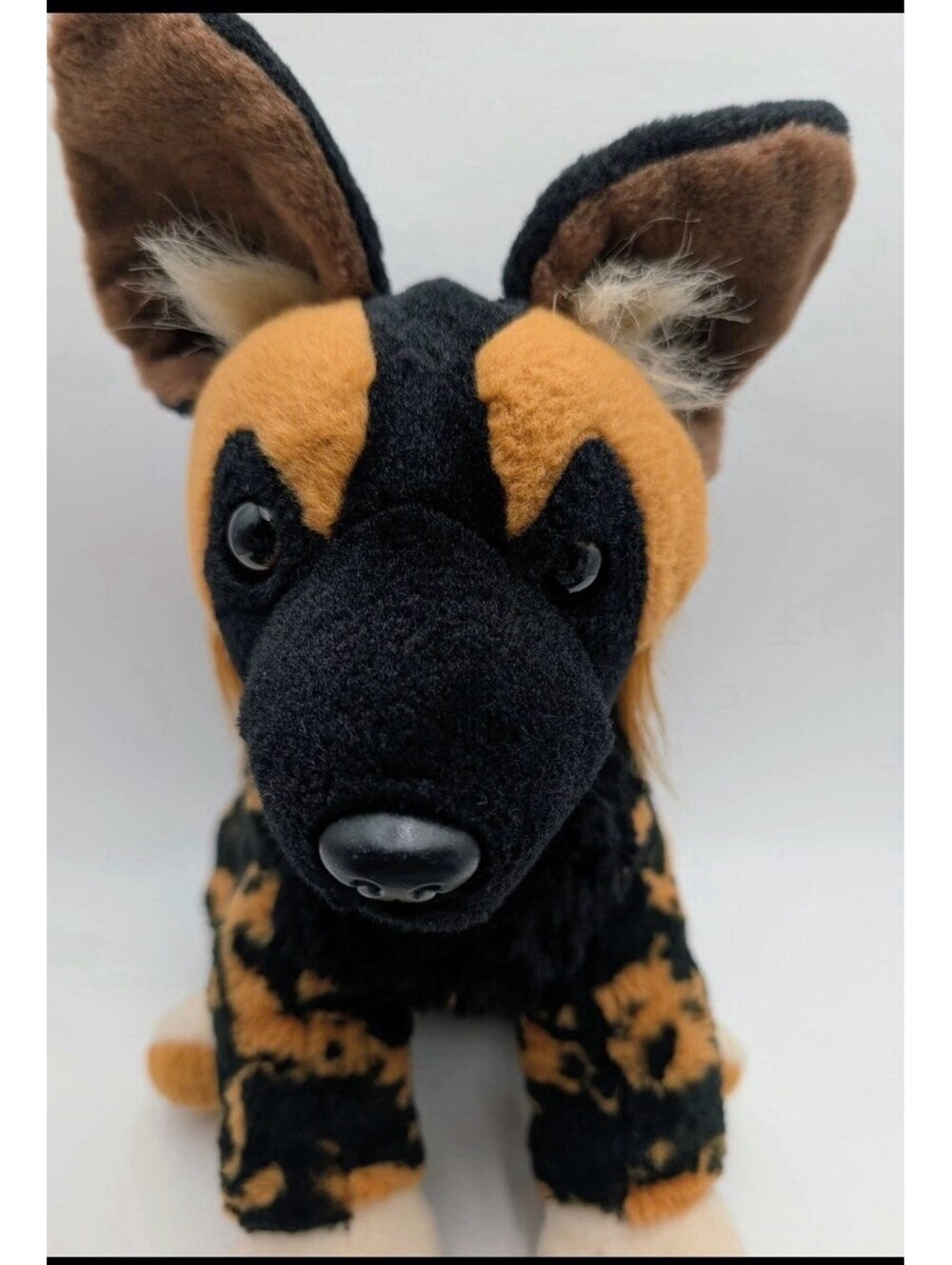 Wild Republic African Painted Hyena Plush Black Brown Spotted Sitting 14 Inch
